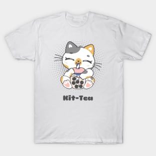 Funny Kawaii Kit-tea| Funny Bubble Tea Cat Lover T-Shirt